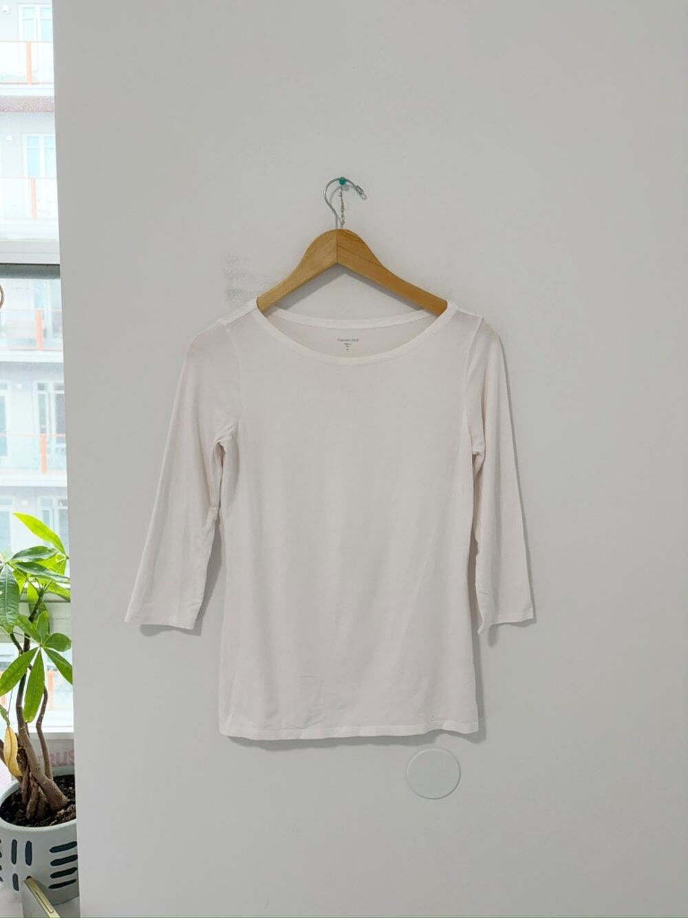 Garnet Hill White 3/4 Sleeve Long Sleeve Top Size XS